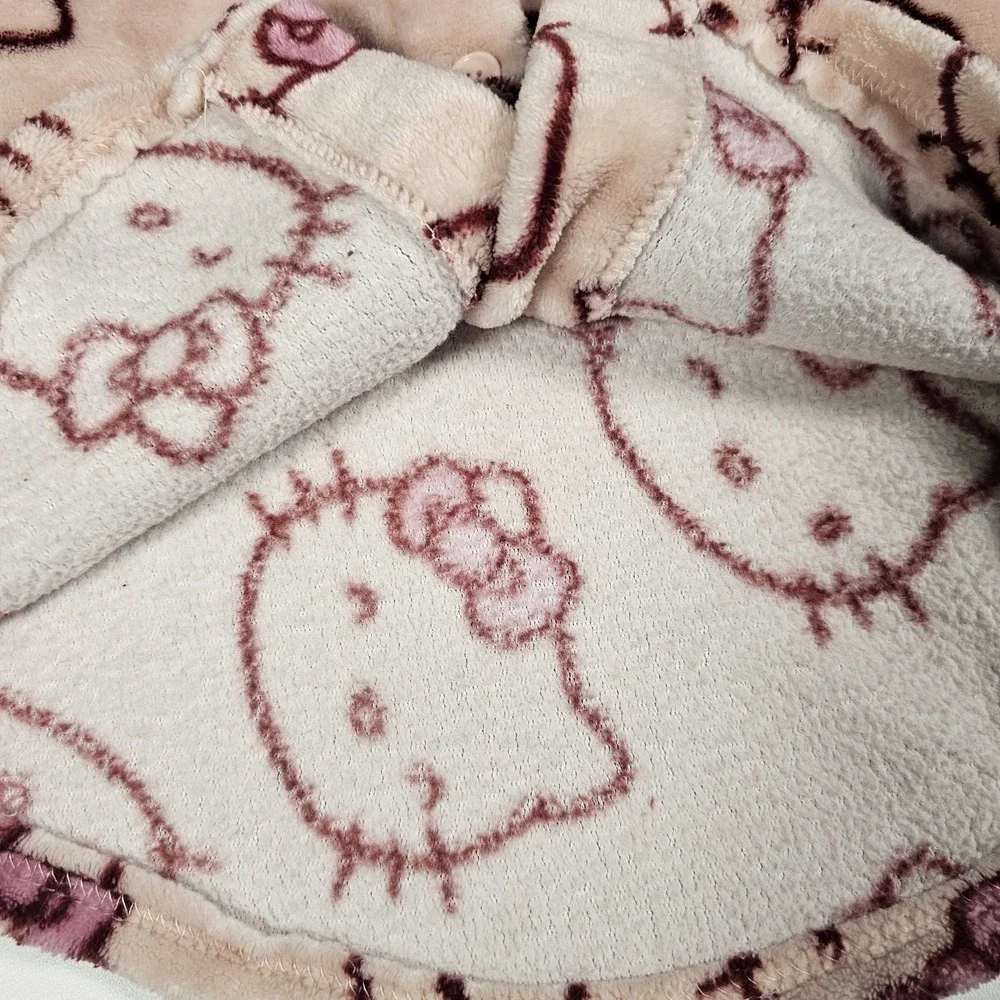 Hello Kitty Girls XS Pink Plush Fleece Button Shacket Jacket Sanrio